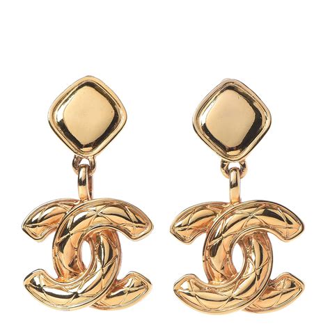 chanel clip on earrings gold|large chanel inspired earrings.